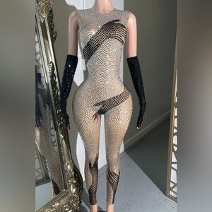 Beyoncé Renaissance Tour Loewe inspired bedazzled hand jumpsuit NEVER WORN